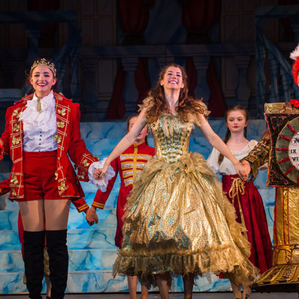 characters from the panto at The Roses Theatre signing - Jack Boskett